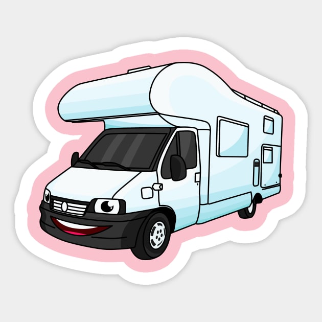 Happy campervan cartoon illustration Sticker by Cartoons of fun